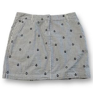 British Khaki skirt anchor blue white striped size 8 eighths boat summer